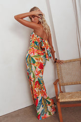 Bird Of Paradise Tied Cowl Back Maxi Dress Botanical
